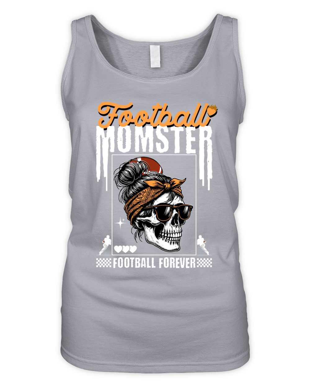 football momster football forever Skull mom messy bun hair 2 Organic Women's Tank Top