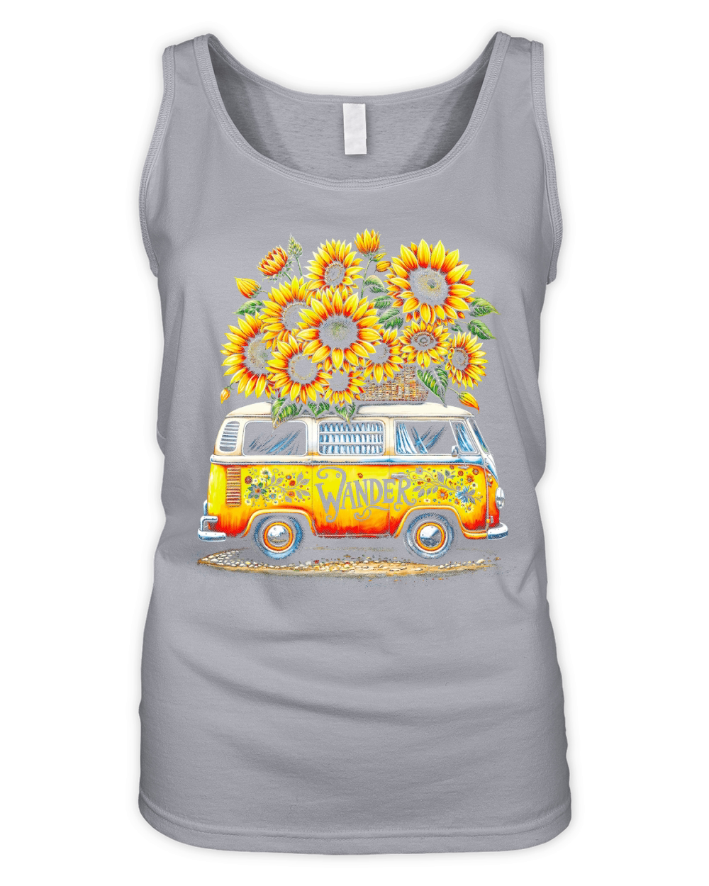 Vintage Wander Van with Sunflowers Organic Women's Tank Top