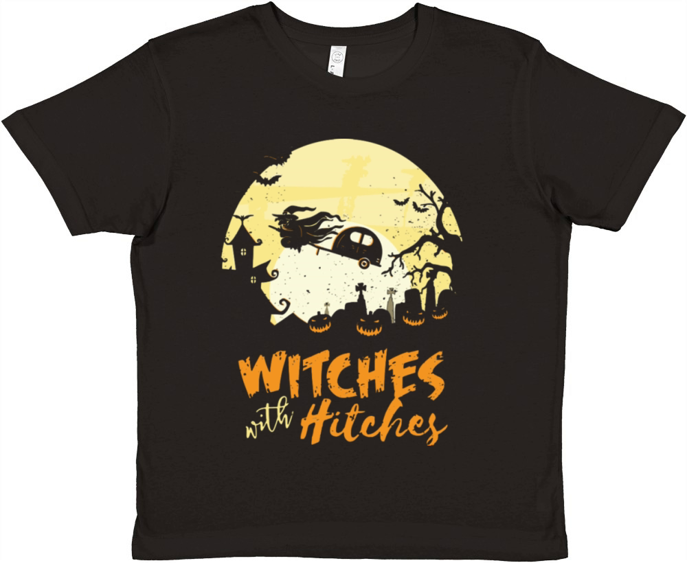 Halloween camping witches hitches funny Premium Kids Crewneck T-shirt