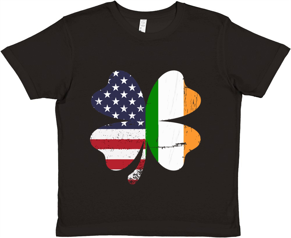 Irish American Flag Shamrock St. Patricks Day Premium Kids Crewneck T-shirt