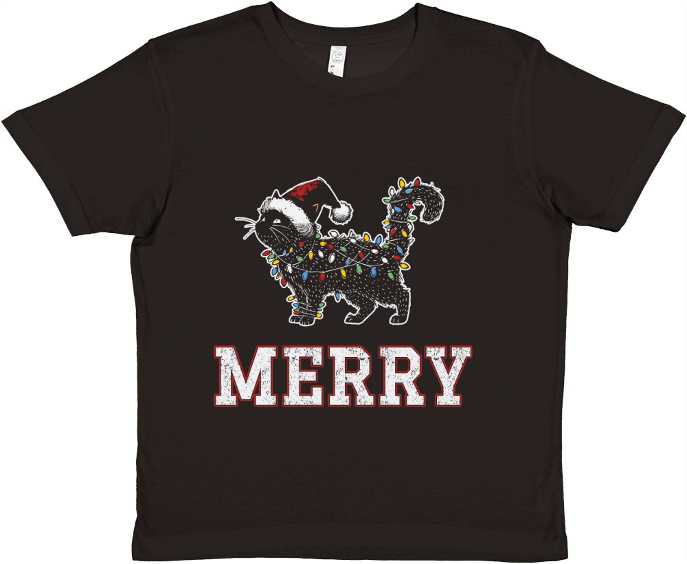 MERRY CAT WRAPPED BY CHRISTMAS LIGHTS D Color 2 Premium Kids Crewneck T-shirt