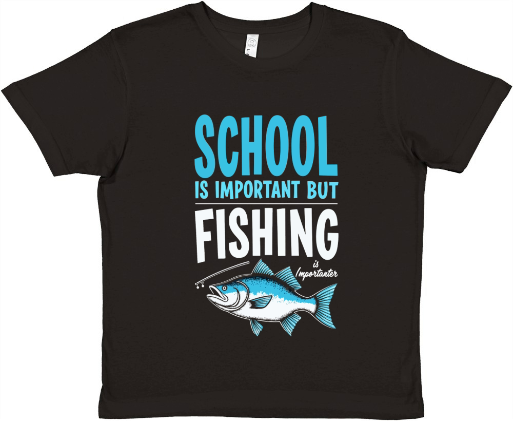 School is important but fishing Premium Kids Crewneck T-shirt