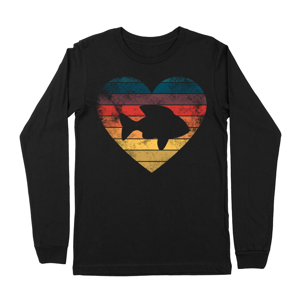 Funny Fish Heart Retro Vintage Cool For Fish Lover Premium Long Sleeve