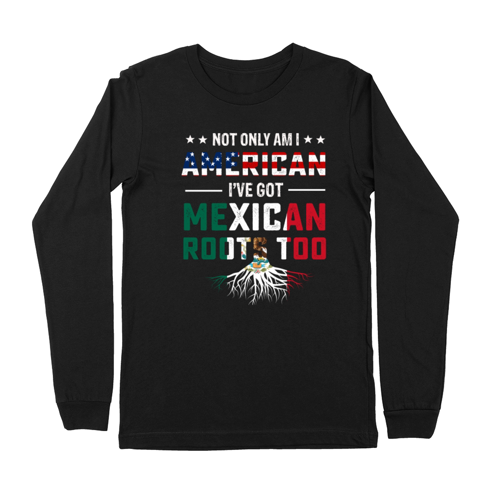 Mexican American roots flag T-shirt Premium Long Sleeve