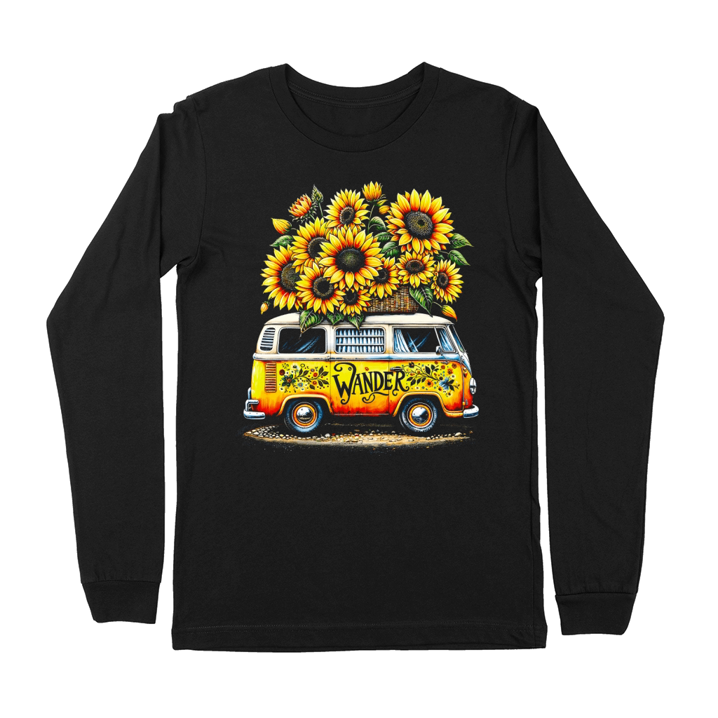 Vintage Wander Van with Sunflowers Premium Long Sleeve