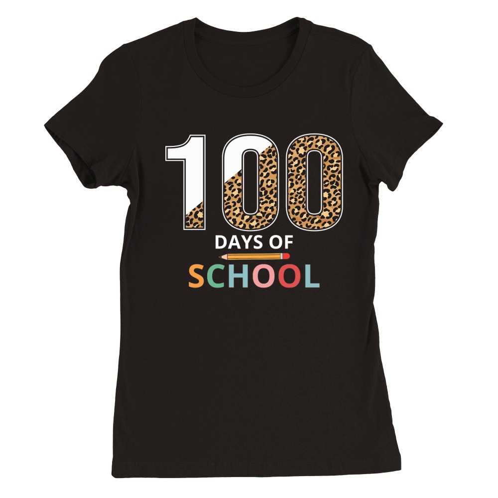 Leopard 100 Day Of School Premium Womens Crewneck T-shirt