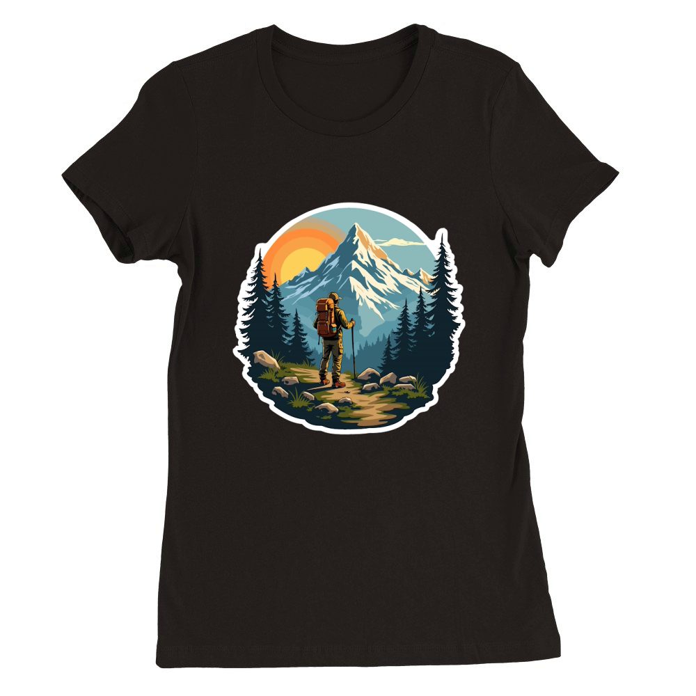 Mountain explorer hiking adventure Illus 15 Premium Womens Crewneck T-shirt