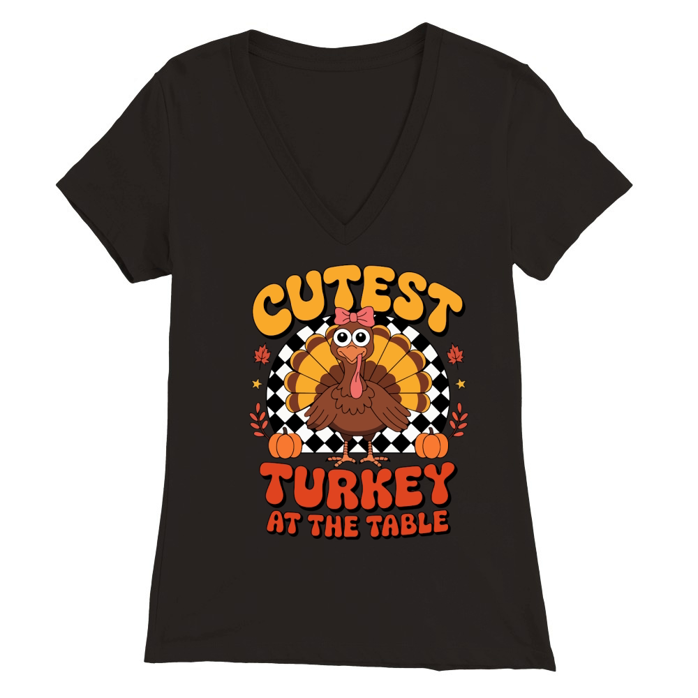 Cutest Turkey At The Table 2 Premium Womens V-Neck T-shirt