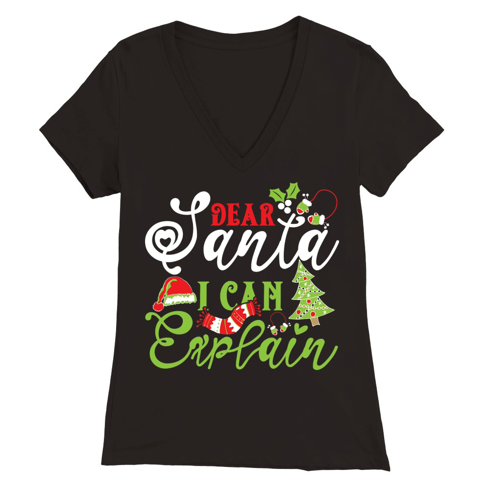 Dear Santa I Can Explain Premium Womens V-Neck T-shirt