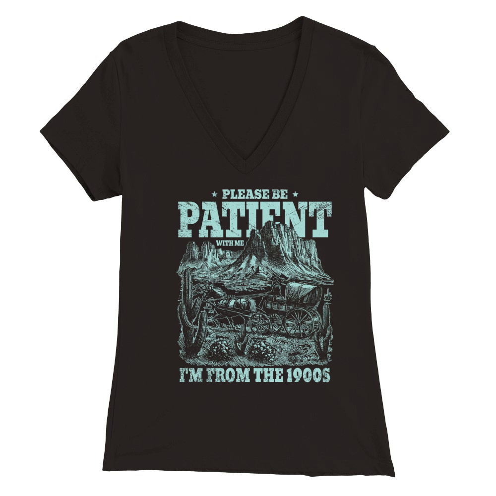 Please Be Patient With Me D Retro Green GR Premium Womens V-Neck T-shirt