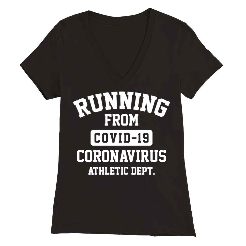 Running From Coronavirus Premium Womens V-Neck T-shirt