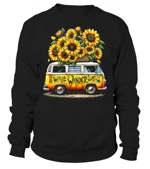 Vintage Wander Van with Sunflowers Sweatshirt Unisex