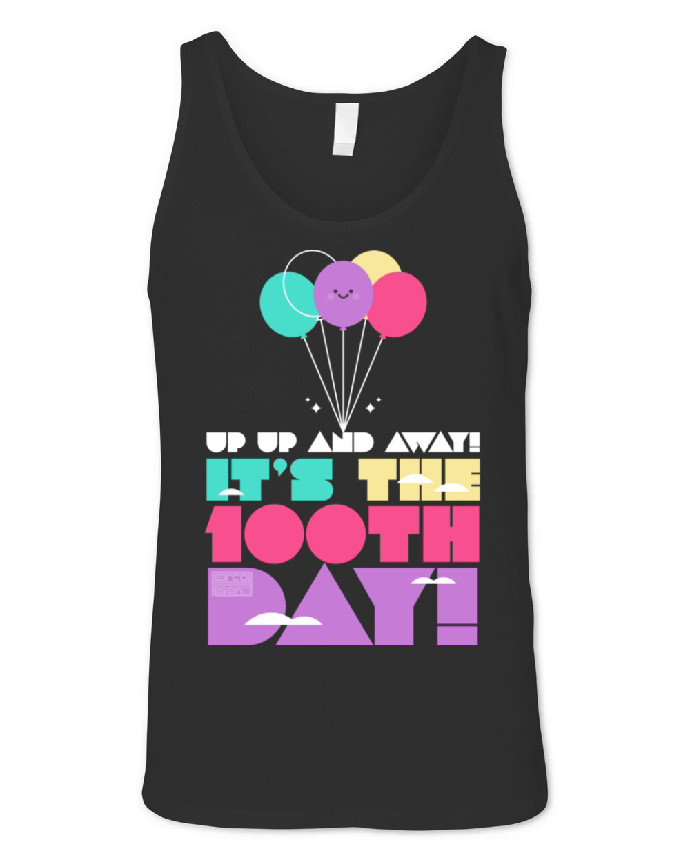 Cute Colorful Up and Away Balloon 100 Days of Scho Unisex Jersey Tank