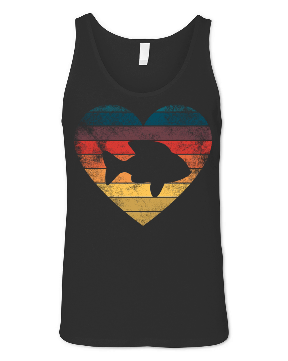 Funny Fish Heart Retro Vintage Cool For Fish Lover Unisex Jersey Tank