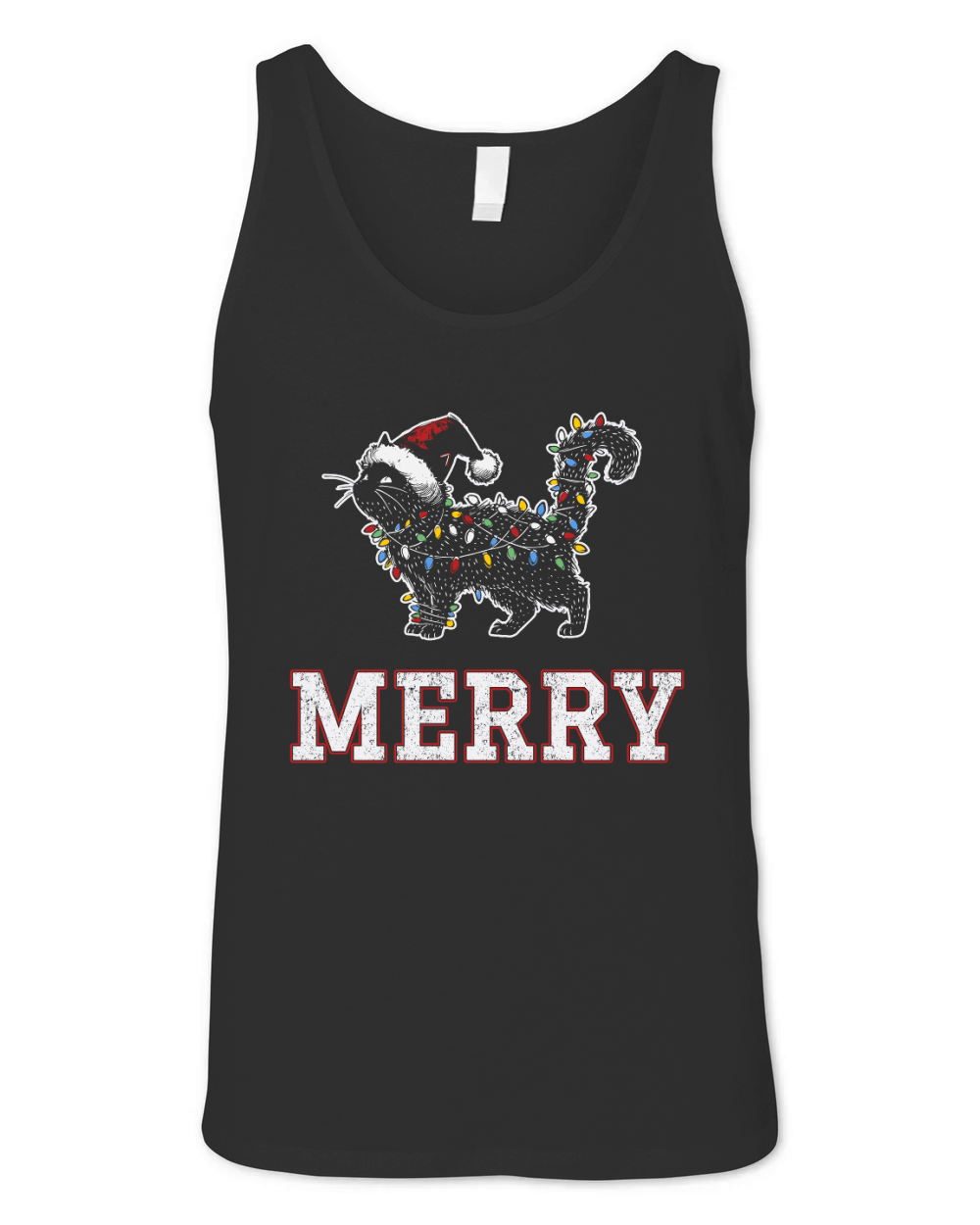 MERRY CAT WRAPPED BY CHRISTMAS LIGHTS D Color 2 Unisex Jersey Tank