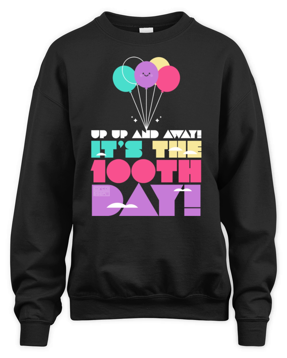 Cute Colorful Up and Away Balloon 100 Days of Scho Unisex Premium Crewneck Sweatshirt