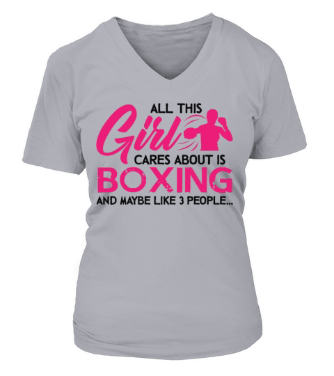 Boxing Girl Cares Hanes Tagles V-neck T-Shirt Woman