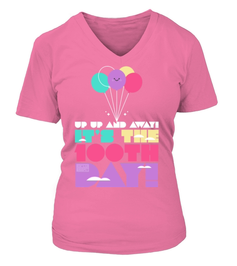Cute Colorful Up and Away Balloon 100 Days of Scho V-neck T-Shirt Woman