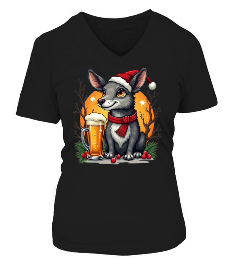 Funny Animal Beer Christmas Sublimation 6 05 V-neck T-Shirt Woman