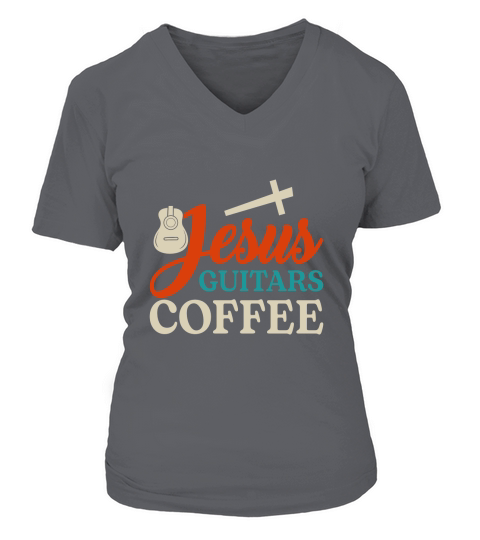 Jesus Guitars Coffee 2 V-neck T-Shirt Woman
