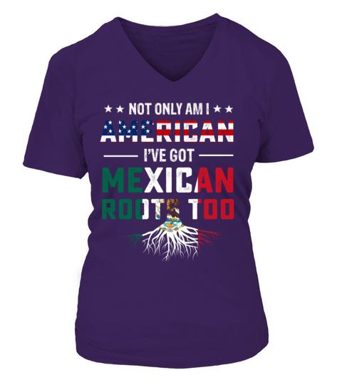 Mexican American roots flag T-shirt V-neck T-Shirt Woman