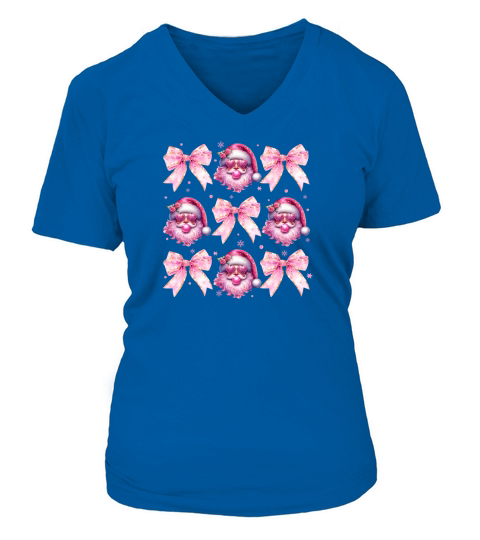 Pink Christmas Coquette 17 V-neck T-Shirt Woman