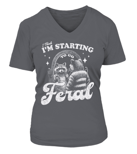 Raccoon in Mirror D White V-neck T-Shirt Woman