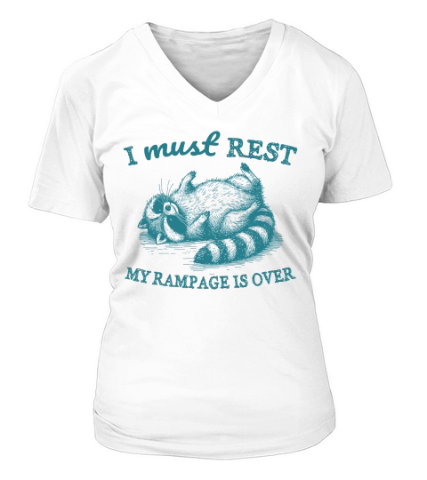 Raccoon weird sleeping L Green V-neck T-Shirt Woman