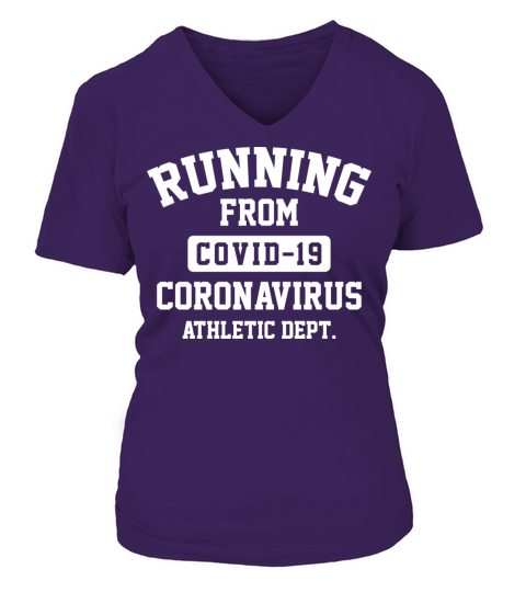 Running From Coronavirus V-neck T-Shirt Woman