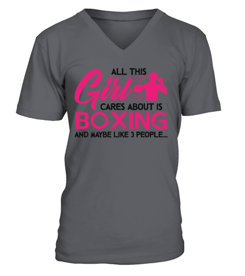 Boxing Girl Cares Hanes Tagles V-Neck T-shirt