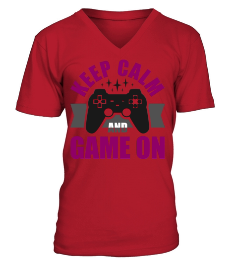 Keep Calm and Game On V-Neck T-shirt