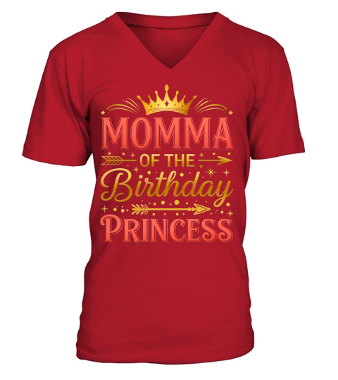 Momma Of the Birthday Pincess 03 V-Neck T-shirt