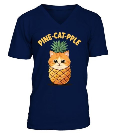 Pine Cat Pple V-Neck T-shirt