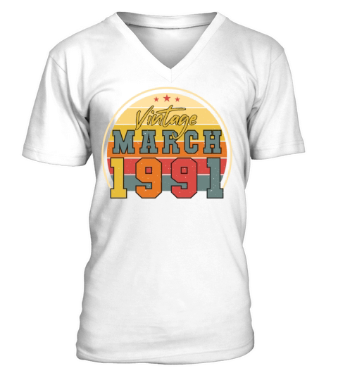 Vintage Funny March 1991 V-Neck T-shirt