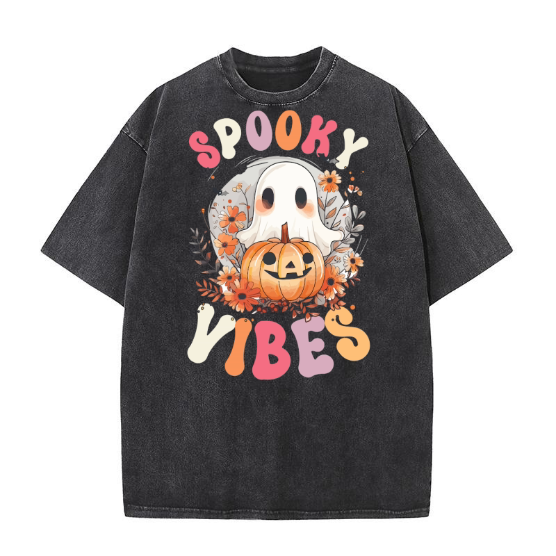 1.Spooky Vibes Washed T-Shirt