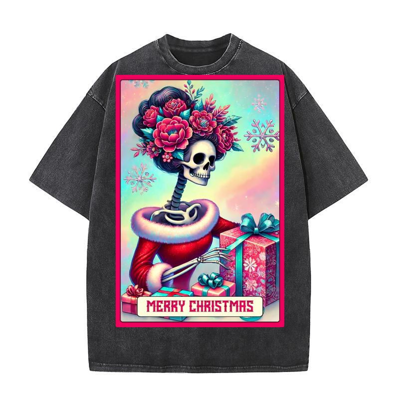 11.Christmas Skeleton Taro Cards Bundle Washed T-Shirt