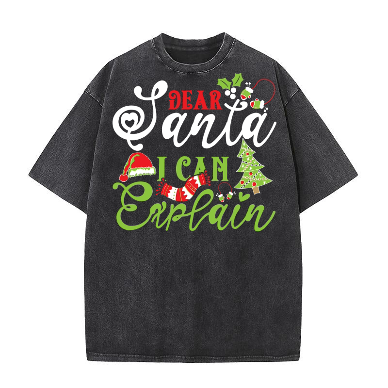 Dear Santa I Can Explain Washed T-Shirt