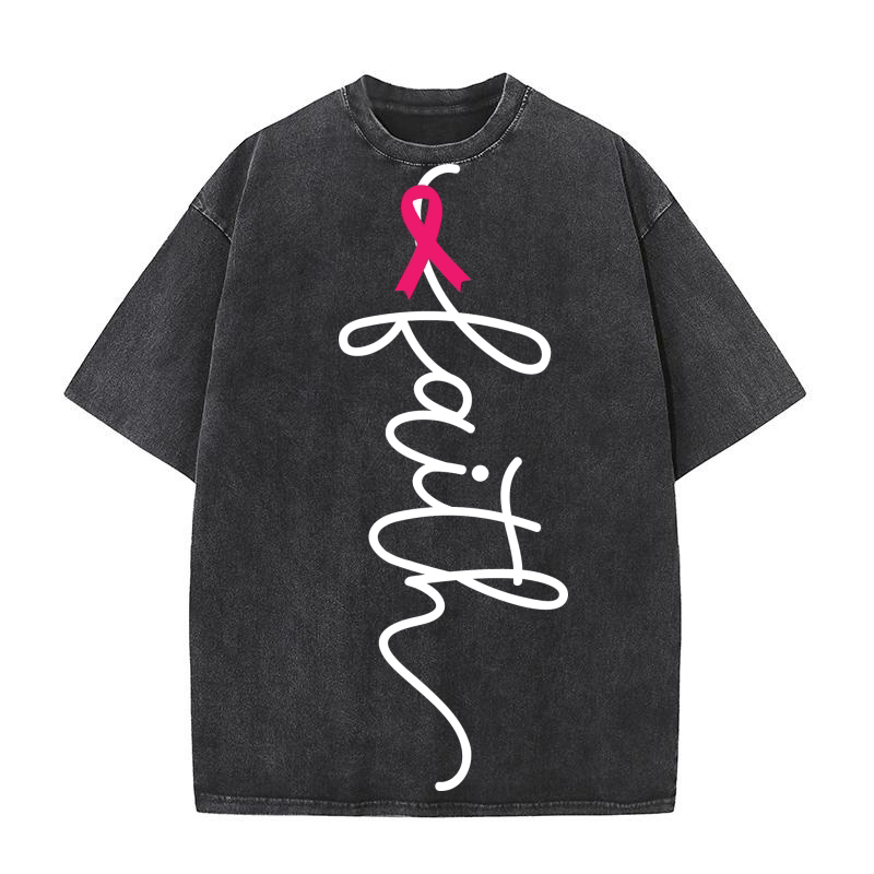 Faith Breast Cancer Awareness Washed T-Shirt