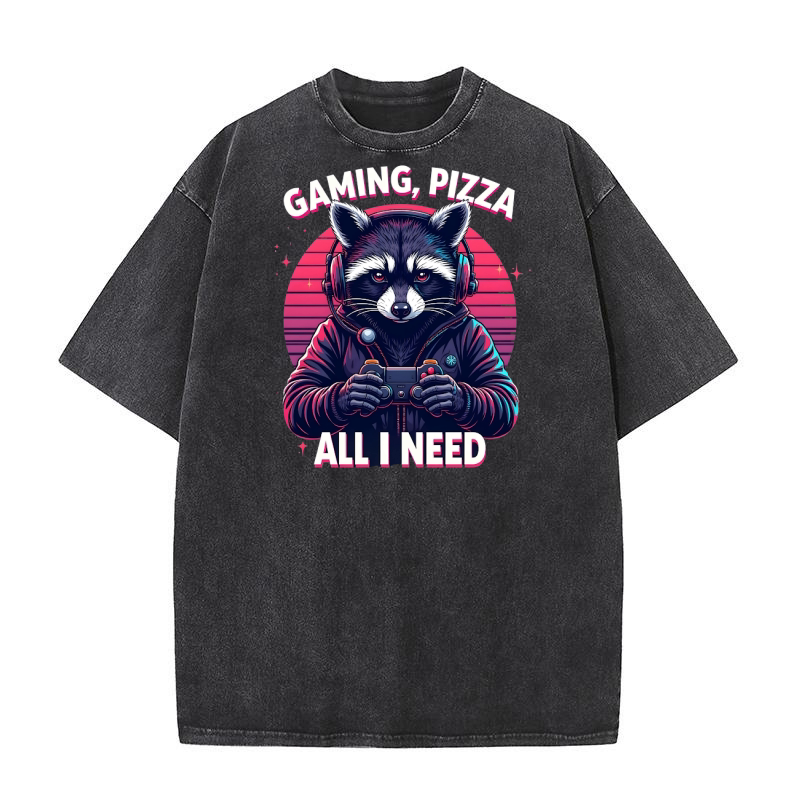 Gaming and Pizza All I Need 1 Washed T-Shirt
