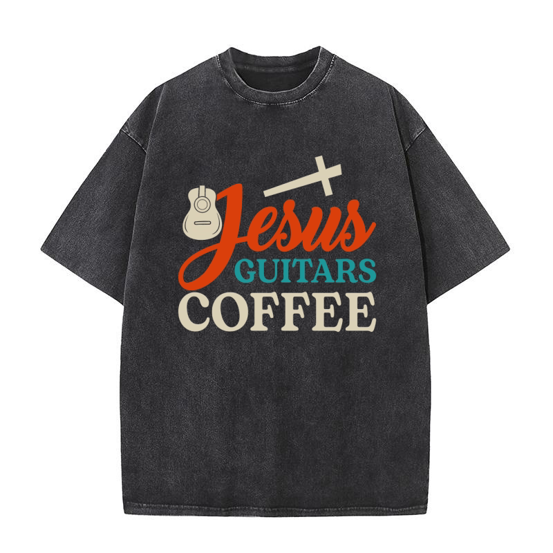 Jesus Guitars Coffee 2 Washed T-Shirt