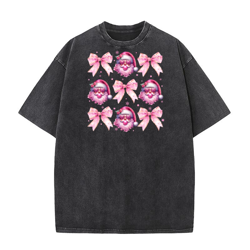 Pink Christmas Coquette 17 Washed T-Shirt