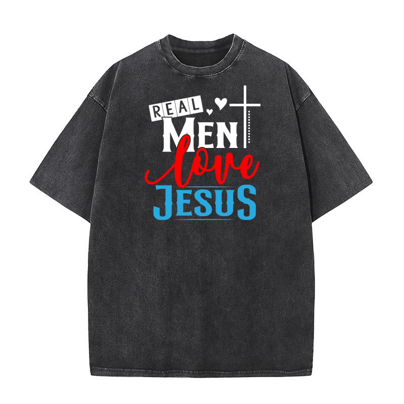 Real Men Love Jesus Washed T-Shirt
