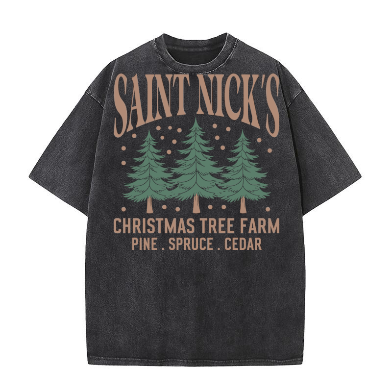 Saint Nicks Christmas Tree Farm 1 Washed T-Shirt
