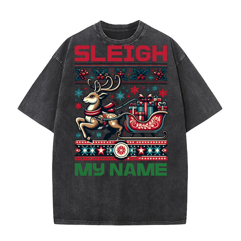 Sleigh My Name Christmas 2 Washed T-Shirt