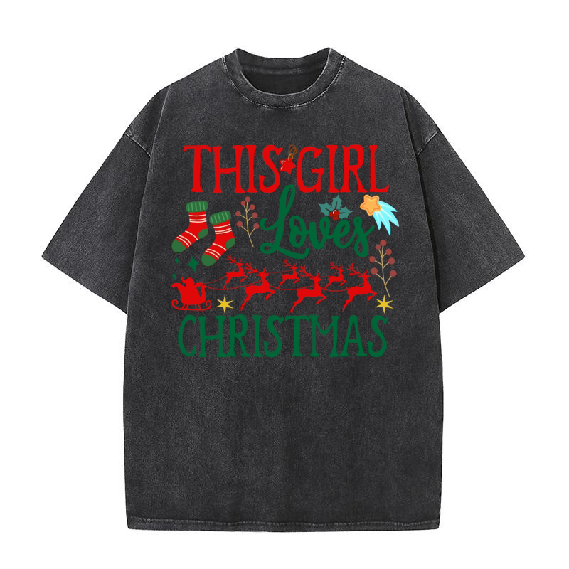 This Girl Loves Christmas Washed T-Shirt