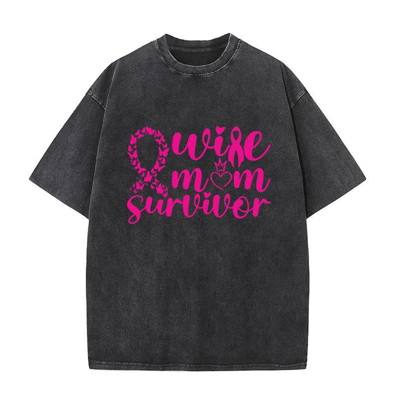 Wife Mom Survivor Washed T-Shirt