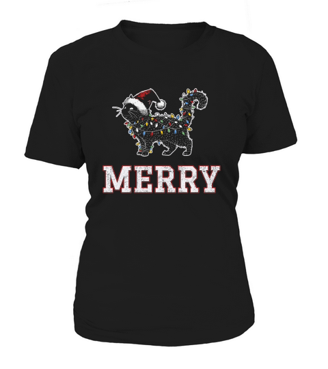 MERRY CAT WRAPPED BY CHRISTMAS LIGHTS D Color 2 Women's T-Shirt