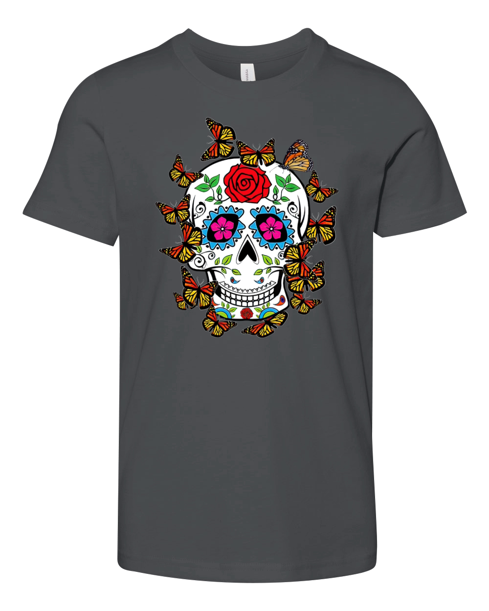 Original Dia De Los Muertos Costume Monarch Butterfly Halloween Youth Unisex Jersey Tee