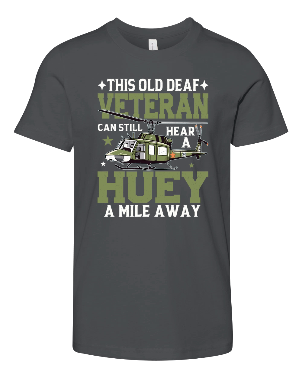 this old deaf veteran can still hear a huey a mile away Youth Unisex Jersey Tee