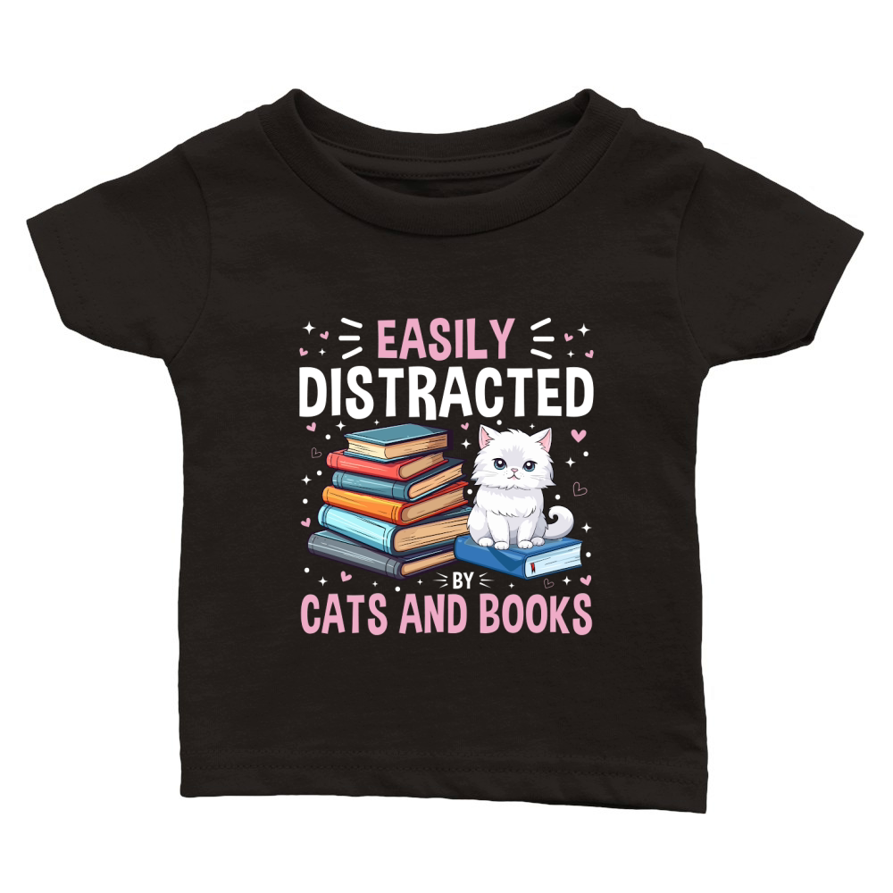 Easily Distracted by Cats and Books Classic Baby Crewneck T-shirt